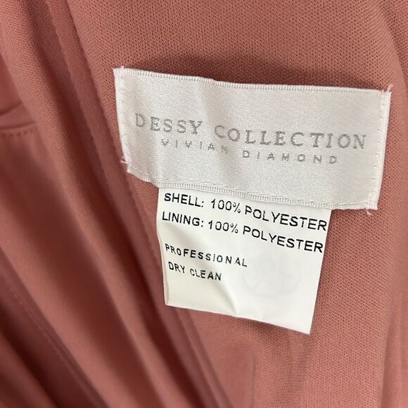 NWT Dessy Collection Convertible Neck Long Sleeve Chiffon Gown Desert Rose - Picture 6 of 11